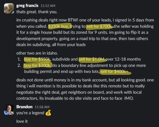 Slack message from Greg Francis
